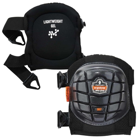 ERGODYNE 357 Black Short Cap Lightweight Gel Knee Pads 18457